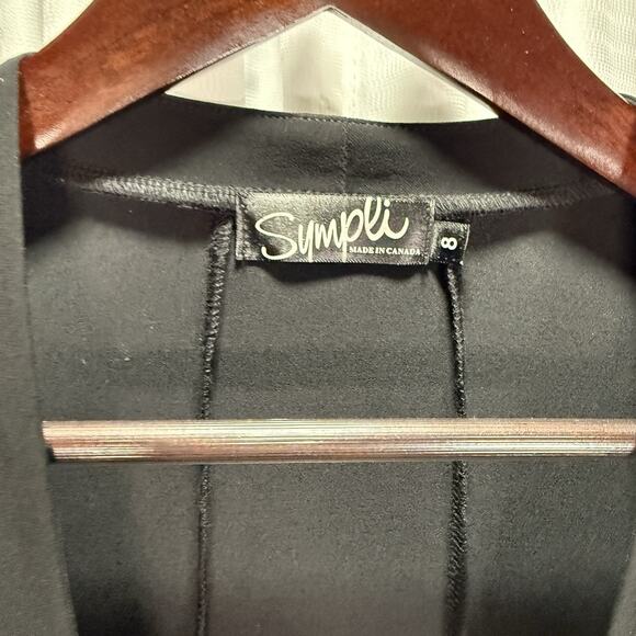 Sympli Long Vest Button Cardigan Black Jersey Knit Women’s Size 8 - Picture 4 of 7